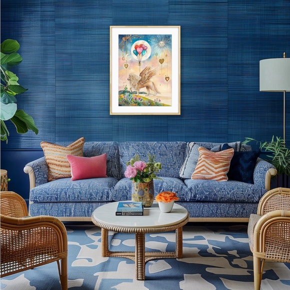 Winged Lion, Heart Balloons: Celestial Guardian of the Heartlight Fine Art Print - Picture 5 of 8